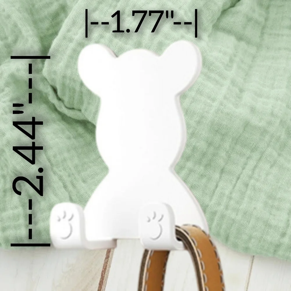 Self-Adhesive Bear Shaped Hooks for Bathroom Kitchen Closet. 2 pcs. NWT